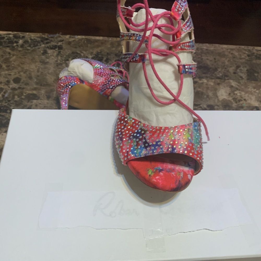 Thalia Sodi Rhumba Rhinestones Lace-up Sandals - Picture 7 of 8